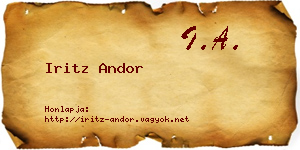 Iritz Andor névjegykártya